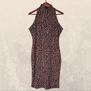 Candalite Copper Sparkle Leopard Print Body Con Dress Size Large